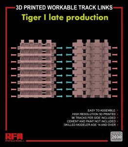 Rye Field Model 2030 TIGER I LATE PRODUTION 3D PRINTED WORKABLE TRACK 1/35