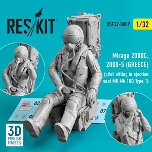 RESKIT RSF32-0009 MIRAGE 2000C, 2000-5 (GREECE) PILOT SITTING IN EJECTION SEAT MB MK.10Q (TYPE 1) (3D PRINTED) 1/32