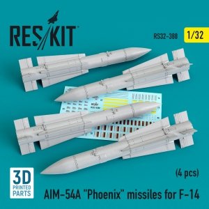 RESKIT RS32-0388 AIM-54A PHOENIX MISSILES FOR F-14 (4PCS) 1/32