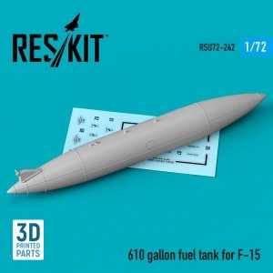 RESKIT RSU72-0242 610 GALLON FUEL TANK FOR F-15 (1 PCS) (3D PRINTED) 1/72