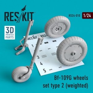 RESKIT RS24-0010 BF-109G WHEELS SET TYPE 2 (WEIGHTED) 1/24