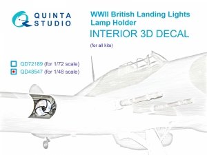 Quinta Studio QD48547 Lamp holder for WWII British landing lights 3D-Printed & coloured Interior on decal paper (All kits) 1/48