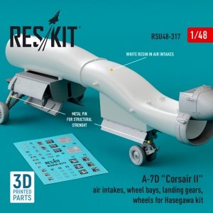 RESKIT RSU48-0317 A-7D CORSAIR II AIR INTAKES, WHEEL BAYS, LANDING GEARS, WHEELS FOR HASEGAWA KIT (3D PRINTED) 1/48