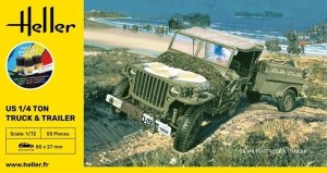Heller 56997 US 1/4 Ton Truck & Trailer  - Starter Kit 1/72