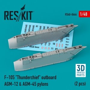 RESKIT RS48-0444 F-105 THUNDERCHIEF OUTBOARD AGM-12 & AGM-45 PYLONS (2 PCS) (3D PRINTED) 1/48