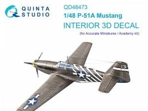 Quinta Studio QD48473 P-51A 3D-Printed coloured Interior on decal paper (Accurate Miniatures/Academy) 1/48
