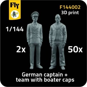 Fly F144002 2x German captain + 50x sailor figures with boater caps (3D printed)  1/144