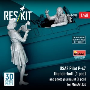 RESKIT RSF48-0108 USAF Pilot P-47 Thunderbolt (1 pcs) and photo journalist (1 pcs) for MiniArt kit (3D Printed) (1/48)