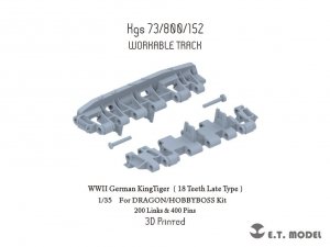 E.T. Model P35-069 WWII German KingTiger Single Workable Track (18 Teeth Late Type) ( 3D Printed ) 1/35