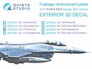 Quinta Studio QP72002 F-16 block 40/42 reinforcement plates (Revell) 1/72