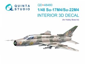 Quinta Studio QD+48480 Su-17M4/Su-22M4 3D-Printed & coloured Interior on decal paper (Hobby Boss) (with 3D-printed resin parts) 1/48