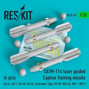RESKIT RS35-0028 CATM-114 LASER GUIDED CAPTIVE TRAINING MISSILES (4 PCS) 1/35