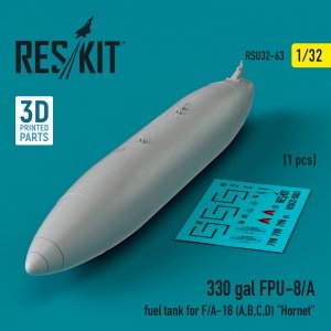 RESKIT RSU32-0063 330 gallon FPU-8/A fuel tank for F/A-18 (A,B,C,D) Hornet (1 pcs) (3D Printed) 1/32