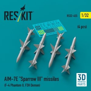 RESKIT RS32-0455 AIM-7E Sparrow III missiles (4 pcs) (3D Printed) 1/32
