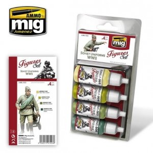 AMMO of Mig Jimenez 7023 Soviet Uniforms WWII Figure Set 4x17ml
