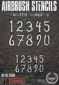RT-Diorama 35608 Airbrush Stencil: Painted Numbers 1/35