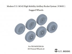 E.T. Model P35-127 Modern U.S. M142 High Mobility Artillery Rocket System（HIMARS）Sagged Wheels for Trumpeter kit 1/35