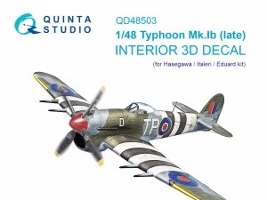 Quinta Studio QD48503 Typhoon Mk.Ib late 3D-Printed & coloured Interior on decal paper (Hasegawa/Italeri) 1/48