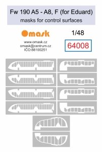 Omask 64008 Bf Fw 190 A5-A8, F masks for control surfaces (for Eduard) 1/48