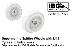 IBG 72U096 Supermarine Spitfire Wheels with IJ13 Tyres and Hub Covers - 3d Printed Set 1/72