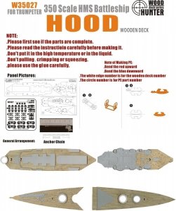 Wood Hunter W35027 Wood deck HMS Hood for Trumpeter (1:350)