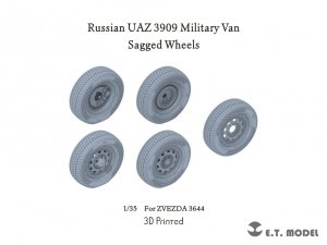 E.T. Model P35-115 Russian UAZ 3909 Military Van Sagged wheels For ZVEZDA 3644 1/35