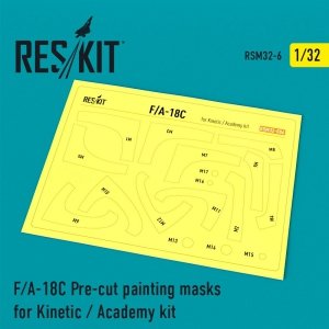 RESKIT RSM32-0006 F/A-18C HORNET PRE-CUT PAINTING MASKS FOR KINETIC / ACADEMY KIT 1/32