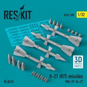 RESKIT RS32-0398 R-27 (R/T) missiles (4 pcs) (3D Printed) 1/32