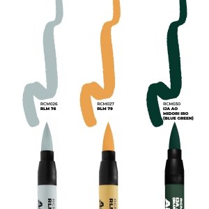 AK Interactive RCM111 WWII AXIS AIRCRAFT SQUIGGLE CAMOUFLAGE COLORS – RC MARKERS SET RCM026 RCM027 RCM030