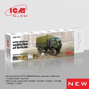 ICM 3052 Acrylic paints set for WWII Military vehicles of Britain 12 ml х 6