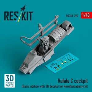 RESKIT RSU48-0290 Rafale C cockpit (Basic edition with 3D decals) for Revell/Academy kit (3D printed) 1/48