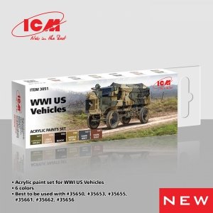 ICM 3051 Acrylic paints set for WWI US Vehicles 12 ml х 6
