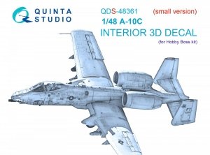 Quinta Studio QDS-48361 A-10C 3D-Printed & coloured Interior on decal paper (Hobby Boss) (Small version) 1/48
