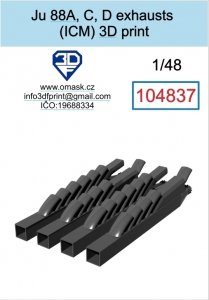 Omask 104837 Ju 88 A/C/D exhaust 3D print (for ICM) 1/48