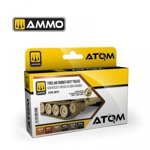 AMMO by Mig Jimenez 20721 ATOM Tyres and Rubber Rusty Tracks Set 6x20ml