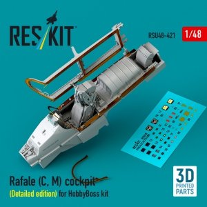 RESKIT RSU48-0421 Rafale (C, M) cockpit (Detailed edition) for HobbyBoss kit (3D printed) (1/48) 