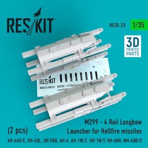 RESKIT RS35-0023 M299 - 4 RAIL LONGBOW LAUNCHER FOR HELLFIRE MISSILES (2 PCS) 1/35