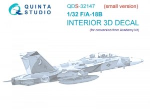 Quinta Studio QDS-32147 F/A-18B Early 3D-Printed & coloured Interior on decal paper (Academy) (Small version) 1/32