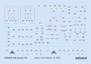 Eduard D72045 Bf 109F stencils Eduard 1/72