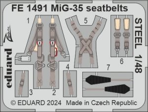 Eduard FE1491 MiG-35 Seatbelts STEEL HOBBY BOSS 1/48