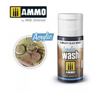 AMMO of Mig Jimenez 0711 ACRYLIC WASH Black Wash 15ml