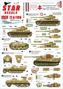 Star Decals 72-A1108 FFI # 1 Captured German tanks. French Resistance - Forces Françaises de l'Intérieur 1/72