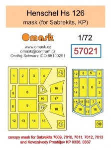 Omask 57021 Henschel Hs 126 mask (for Sabrekits, KP) 1/72