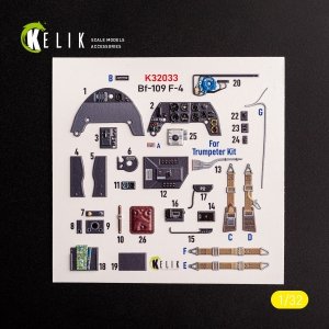 KELIK K32033 BF-109 F-4 - interior 3D decals for Trumpeter kit 1/32