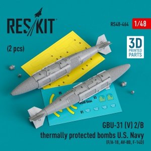 RESKIT RS48-0464 GBU-31 (V) 2/B thermally protected bombs U.S. Navy (2 pcs) (3D Printed) 1/48