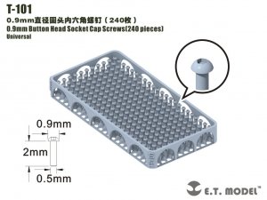 E.T. Model T-101 0.9mm Button Head Socket Cap Screws 240 pieces