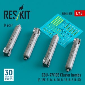 RESKIT RS48-0515 CBU-97/105 cluster bombs (4 pcs) (3D Printed) 1/48