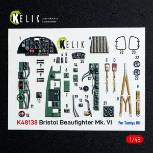 Kelik K48138 Bristol Beaufighter Mk.VI - interior 3D decals for Tamiya kit (1/48)