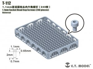 E.T. Model T-112 1.1mm Socket Head Cap Screws 240 pieces