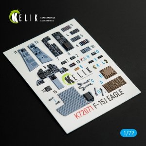 Kelik K72071 F-15J Eagle  interior  3D decals for PLATZ kit (1/72)